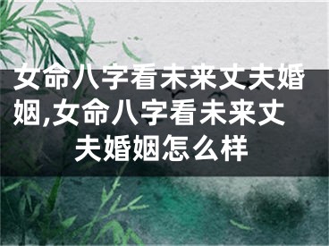 女命八字看未来丈夫婚姻,女命八字看未来丈夫婚姻怎么样