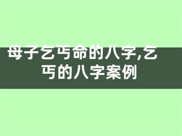 母子乞丐命的八字,乞丐的八字案例