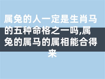 属兔的人一定是生肖马的五种命格之一吗,属兔的属马的属相能合得来