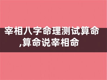 宰相八字命理测试算命,算命说宰相命