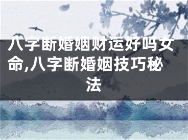 八字断婚姻财运好吗女命,八字断婚姻技巧秘法
