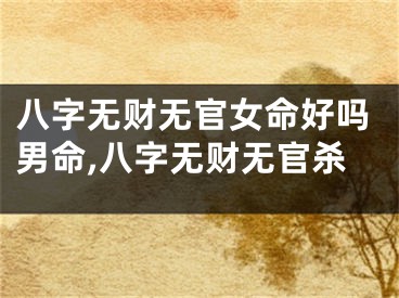八字无财无官女命好吗男命,八字无财无官杀