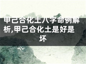 甲己合化土八字命例解析,甲己合化土是好是坏