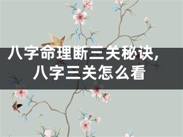 八字命理断三关秘诀,八字三关怎么看