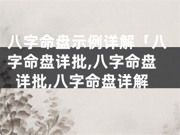 八字命盘示例详解「八字命盘详批,八字命盘详批,八字命盘详解