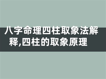 八字命理四柱取象法解释,四柱的取象原理
