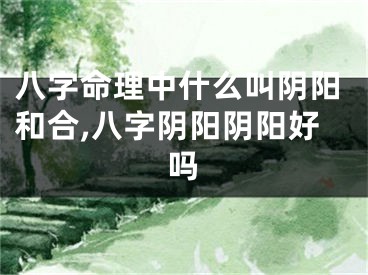 八字命理中什么叫阴阳和合,八字阴阳阴阳好吗
