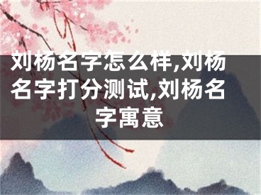刘杨名字怎么样,刘杨名字打分测试,刘杨名字寓意