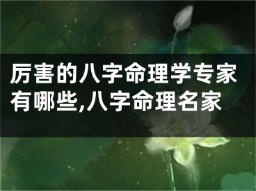 厉害的八字命理学专家有哪些,八字命理名家