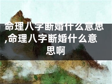 命理八字断婚什么意思,命理八字断婚什么意思啊