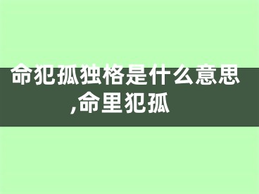 命犯孤独格是什么意思,命里犯孤