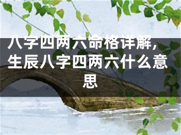 八字四两六命格详解,生辰八字四两六什么意思