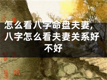 怎么看八字命盘夫妻,八字怎么看夫妻关系好不好