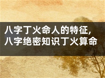 八字丁火命人的特征,八字绝密知识丁火算命