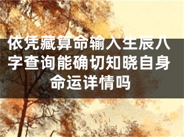 依凭藏算命输入生辰八字查询能确切知晓自身命运详情吗