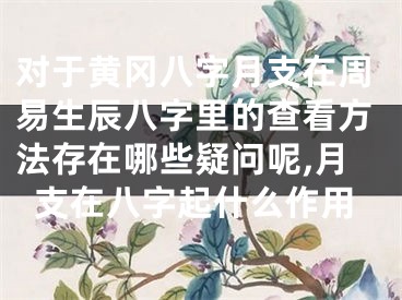 对于黄冈八字月支在周易生辰八字里的查看方法存在哪些疑问呢,月支在八字起什么作用