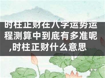 时柱正财在八字运势运程测算中到底有多准呢,时柱正财什么意思