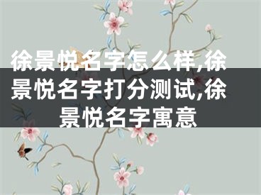 徐景悦名字怎么样,徐景悦名字打分测试,徐景悦名字寓意
