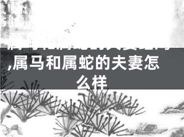 属马和属蛇的夫妻结局,属马和属蛇的夫妻怎么样
