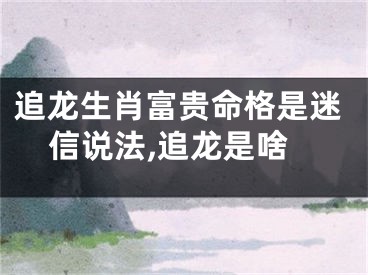 追龙生肖富贵命格是迷信说法,追龙是啥