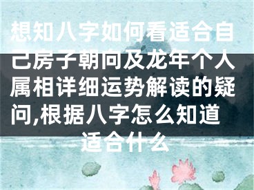 想知八字如何看适合自己房子朝向及龙年个人属相详细运势解读的疑问,根据八字怎么知道适合什么
