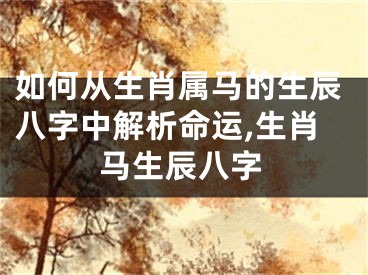 如何从生肖属马的生辰八字中解析命运,生肖马生辰八字