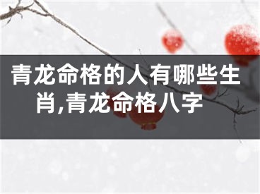 青龙命格的人有哪些生肖,青龙命格八字