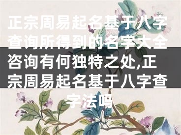 正宗周易起名基于八字查询所得到的名字大全咨询有何独特之处,正宗周易起名基于八字查字法吗