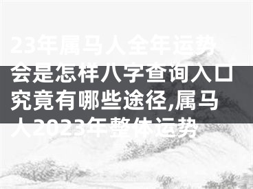23年属马人全年运势会是怎样八字查询入口究竟有哪些途径,属马人2023年整体运势