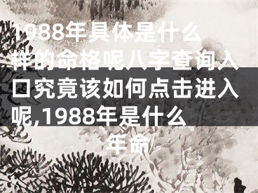 1988年具体是什么样的命格呢八字查询入口究竟该如何点击进入呢,1988年是什么年命