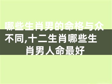 哪些生肖男的命格与众不同,十二生肖哪些生肖男人命最好