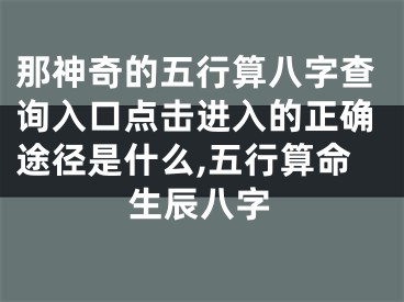 那神奇的五行算八字查询入口点击进入的正确途径是什么,五行算命生辰八字