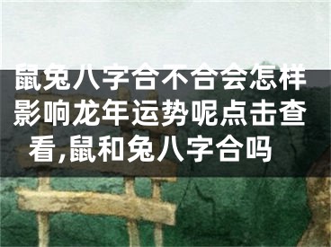 鼠兔八字合不合会怎样影响龙年运势呢点击查看,鼠和兔八字合吗