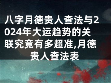 八字月德贵人查法与2024年大运趋势的关联究竟有多超准,月德贵人查法表