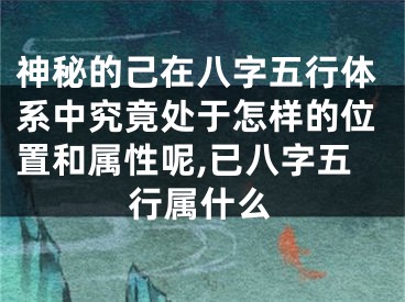 神秘的己在八字五行体系中究竟处于怎样的位置和属性呢,已八字五行属什么