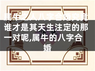 属牛之人八字合婚究竟谁才是其天生注定的那一对呢,属牛的八字合婚