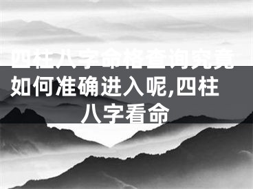 四柱八字命格查询究竟如何准确进入呢,四柱八字看命