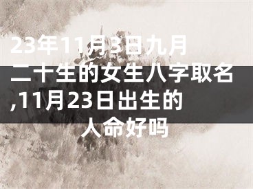 23年11月3日九月二十生的女生八字取名,11月23日出生的人命好吗