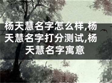 杨天慧名字怎么样,杨天慧名字打分测试,杨天慧名字寓意