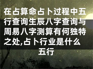 在占算命占卜过程中五行查询生辰八字查询与周易八字测算有何独特之处,占卜行业是什么五行