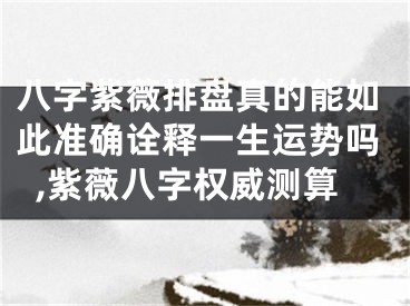 八字紫薇排盘真的能如此准确诠释一生运势吗,紫薇八字权威测算