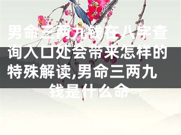 男命三两九钱在八字查询入口处会带来怎样的特殊解读,男命三两九钱是什么命