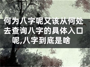 何为八字呢又该从何处去查询八字的具体入口呢,八字到底是啥