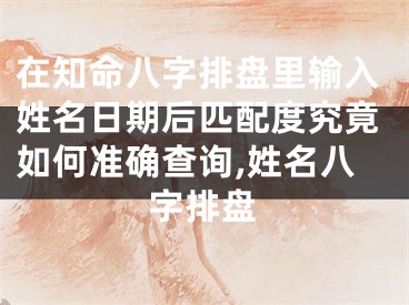 在知命八字排盘里输入姓名日期后匹配度究竟如何准确查询,姓名八字排盘