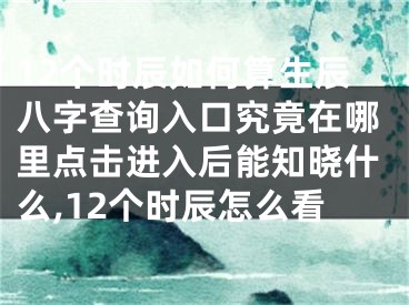 12个时辰如何算生辰八字查询入口究竟在哪里点击进入后能知晓什么,12个时辰怎么看