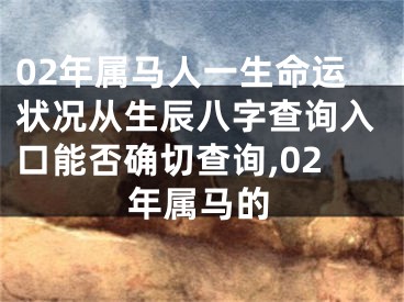 02年属马人一生命运状况从生辰八字查询入口能否确切查询,02年属马的
