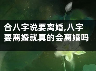 合八字说要离婚,八字要离婚就真的会离婚吗