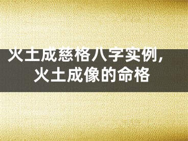 火土成慈格八字实例,火土成像的命格