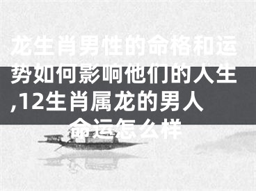 龙生肖男性的命格和运势如何影响他们的人生,12生肖属龙的男人命运怎么样