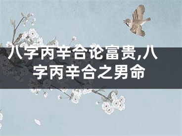 八字丙辛合论富贵,八字丙辛合之男命